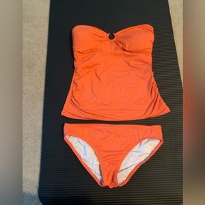 Michael Kors orange strapless tankini. Size large.